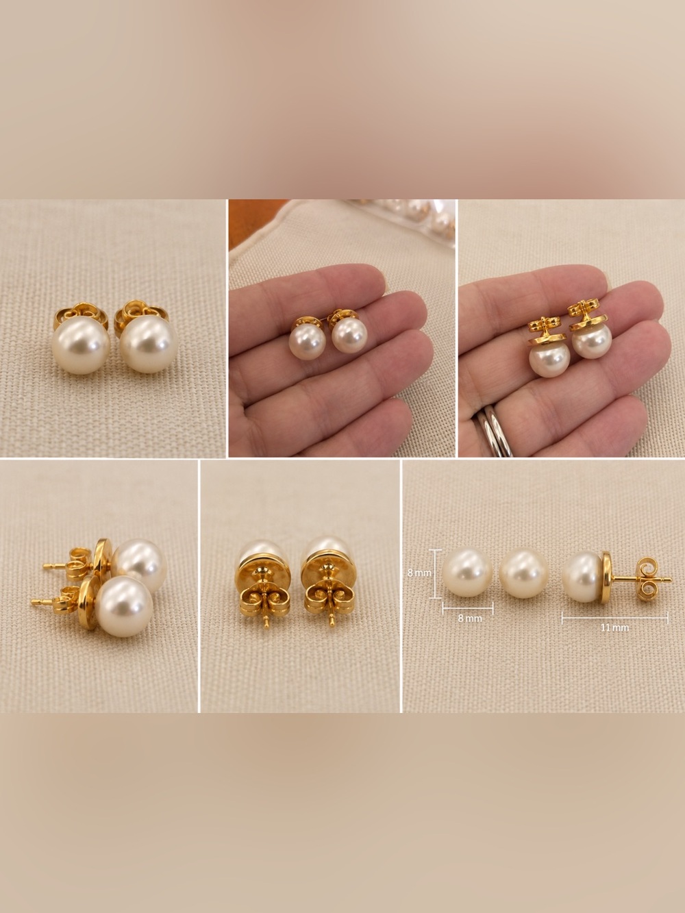 Gold Pearl Stud Earrings - Classic White Pearl Jewelry